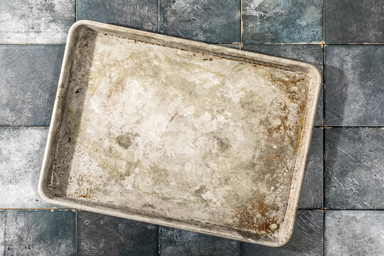 Overhead of wax paper on old baking sheet