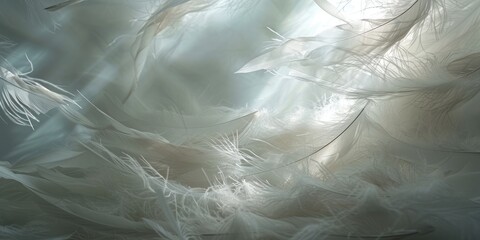 Glistening white feathers shimmering in the light, embodying an aura of purity and grace ✨🕊️. A delicate beauty that enchants the eye.