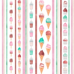 seamless pattern with ice cream stripe