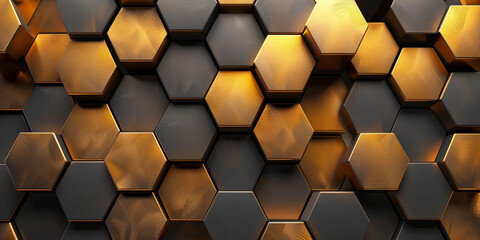 Luxurious Gold and Charcoal 3D Hexagon Texture for High-End Digital Design and Modern Geometric Backgrounds