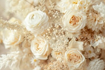 Obraz na płótnie Canvas Bouquet of White Flowers on Table