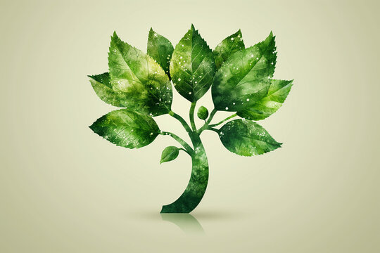 Green tree with leaves. Ecology concept. Vector illustration.