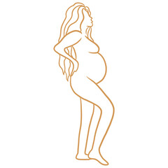 A Pregnant Woman's Body Line Art,  Happy Mother Day Minimalist Abstract Illustration