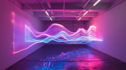 Fotobehang Neon waves of brilliance pulse and ripple, generating a dynamic display of artificial energy that defies the conventional boundaries of perception. © ITS YOUR'S