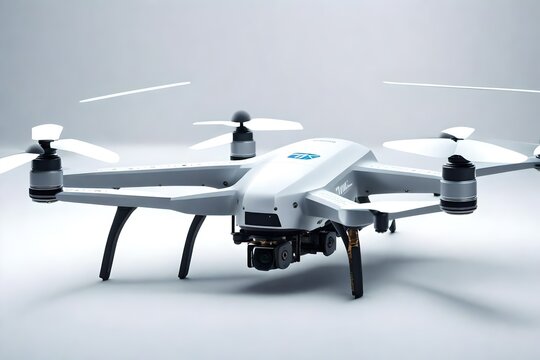 high-tech drone, ready for flight on pure white background