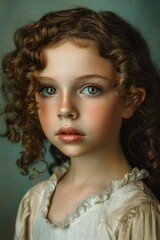 Portrait of a Young Girl With Curly Hair