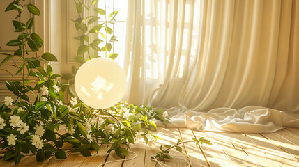 Bright and Airy Room with Modern Furniture and Decorative Plants, Creating a Fresh and Inviting Space for Relaxation