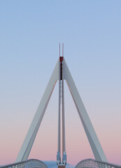 Puente atirantado asimétrico triangular Puerta de las rozas. Comunidad de Madrid. España - obrazy, fototapety, plakaty