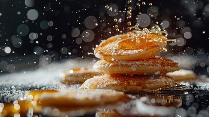 Honey Drizzle on Stacked Pancakes