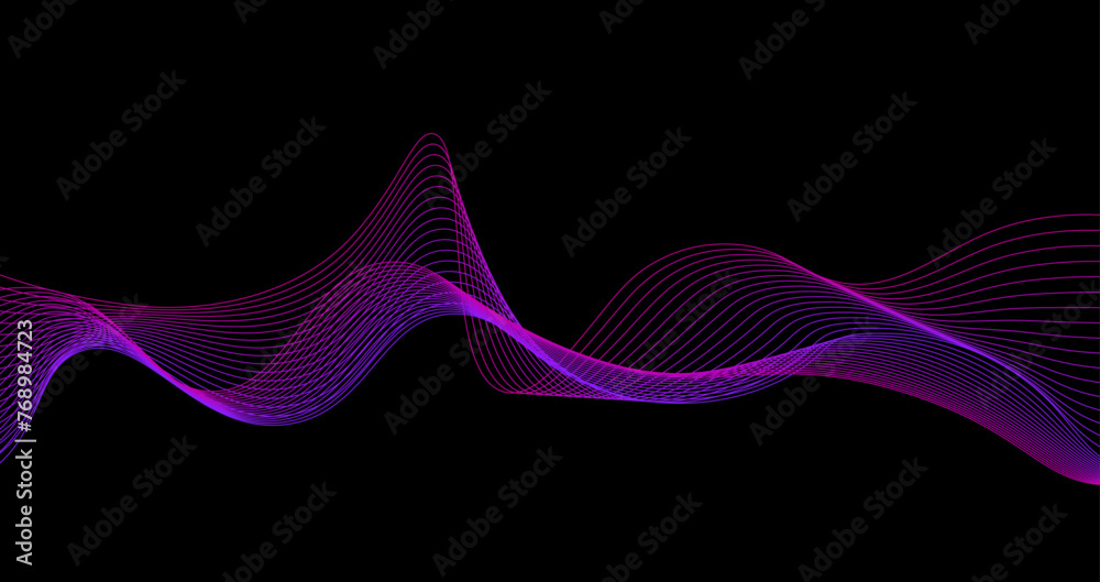 Poster purple wavy background. abstract dynamic line waves vector banner.