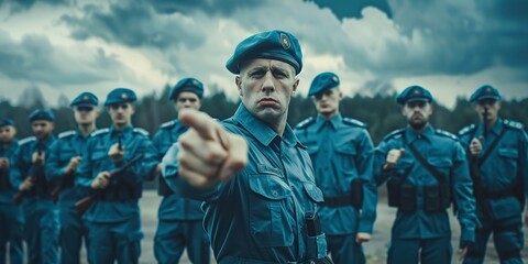 A Group of Men in Uniform Standing Together - obrazy, fototapety, plakaty