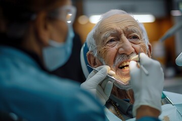Man Getting Teeth Checked by Dentist