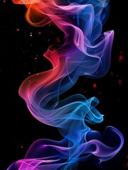 Obraz premium Vibrant swirls of colorful smoke billow and mix against a stark black background