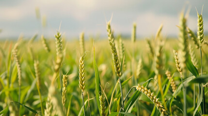 Fototapeta na wymiar Close-up shot of wheat plants in the field