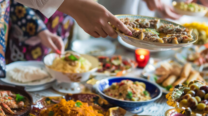 Regardless of the specific Eid, the act of cooking, sharing, and enjoying traditional cuisine is a vital part of the festivities, fostering bonds and creating lasting memories - obrazy, fototapety, plakaty