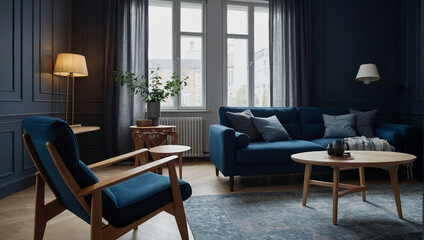 Scandinavian Blue Living Room 