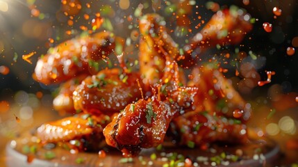 Spicy Chicken Wings with Sauce Splash