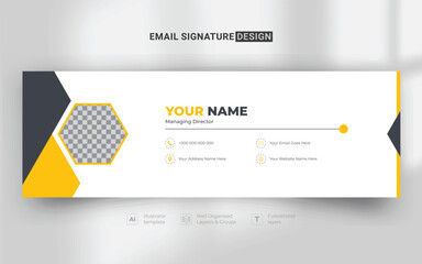 yellow corporate business minimalist email signature design template. unique abstract electronic email footer design.