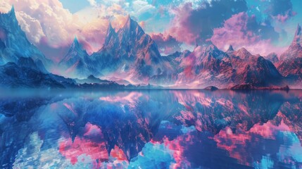 Lake near the mountains. The most beautiful close-up nature and landscapes wallpaper. - obrazy, fototapety, plakaty