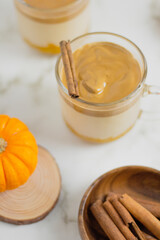 Pumpkin Latte on white background. Autumn concept.