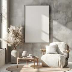 Mockup frame in home interior background, 3d render.