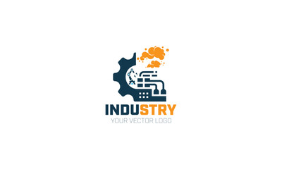 Profesional Factory building with flash icon vector template