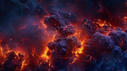 A crackling fire texture, representing the fiery breath of dragons and the burning passion of key characters, set against a night sky created with Generative AI Technology - obrazy, fototapety, plakaty