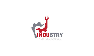 Obraz premium engineer with gear machine logo icon vector