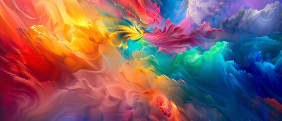 Witness the enchanting spectacle of colors merging into a splendid gradient, their vibrancy and energy portrayed with stunning realism in high-definition. - obrazy, fototapety, plakaty