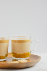 Pumpkin Latte on white background. Autumn concept.