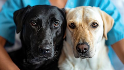 Two Affectionate Labradors Close-Up