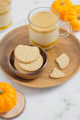 Pumpkin Latte on white background. Autumn concept.