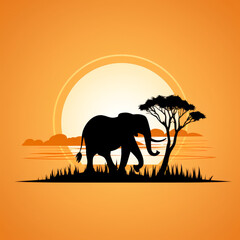 Fototapeta na wymiar Logo illustration, vector, simple, Elephant --no text --chaos 30 --style raw --stylize 250 Job ID: d91a72f2-3176-44f6-afb7-e2e779c96a6d