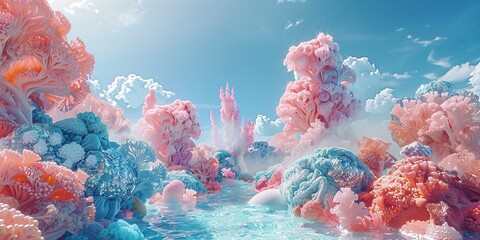  "Surreal Underwater Seascape with Vibrant Coral Reefs"