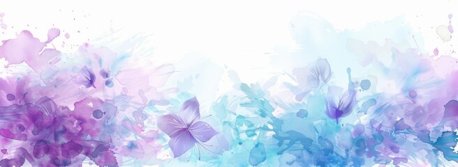 Fototapeta na wymiar Abstract watercolor background with purple and blue flower design Generative AI