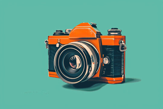an orange and black camera
