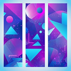 purple modern retro style gradient flat background banners, in the style of geometric shapes & pattern