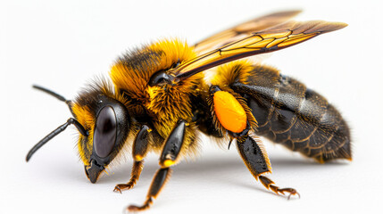 cyberpunk bee, main colures, honeycomb, hive, white background