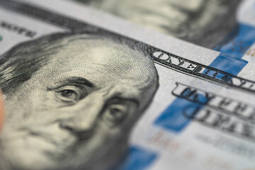 hundred dollar bill, Benjamin Franklin portrait usa dollar banknote or bill - obrazy, fototapety, plakaty