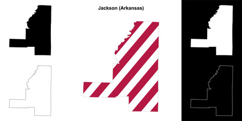 Jackson county outline map set