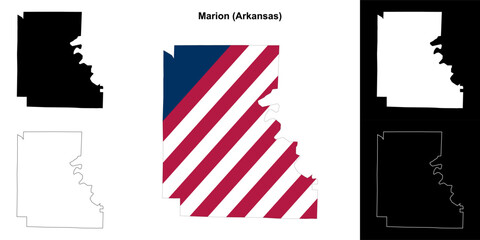 Marion county outline map set