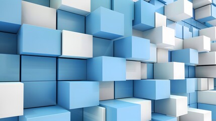  Abstract Blue 3D Cubes Pattern