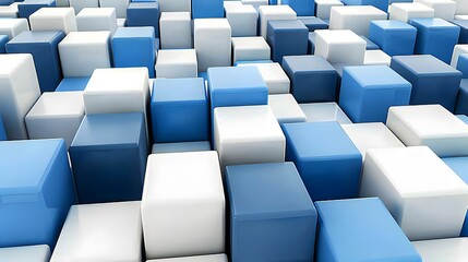 Obraz premium Abstract Blue 3D Cubes Pattern