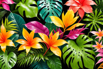 Vibrant tropical greenery with a burst of colorful leaves.