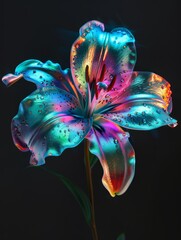 A vibrant flower covered in glistening water droplets