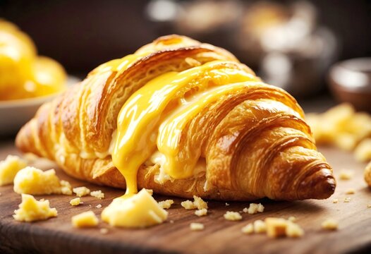 Croissant and cheese at the restaurant very delicious Bread bun, croissant with cheezy melted jam buttery bread for breakfast meal snack