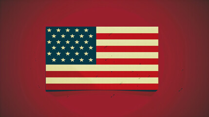 The American flag is in full size on a dark red background. A solemn background.