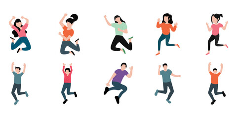 Happy People Jumping Cartoon