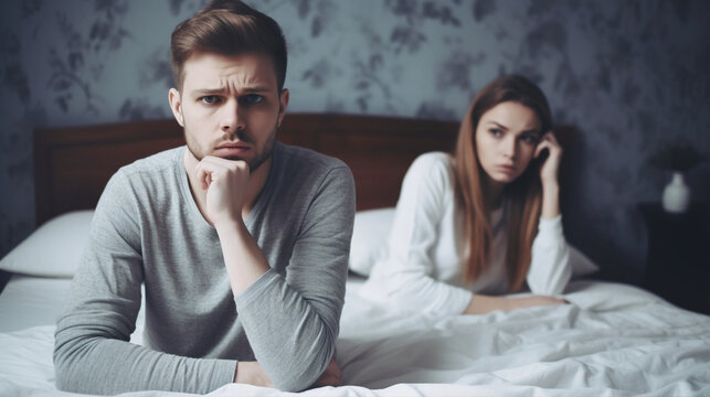 Sad couple, marital problems, problems in bed, sex