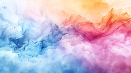 Vibrant abstract artwork with flowing watercolor patterns in soothing pastel blue, pink, and orange...